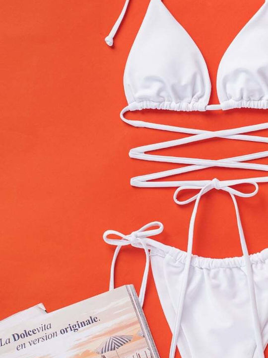 Set Bikini Dreieck mit Abnehmbarer Verstärkung Weiß