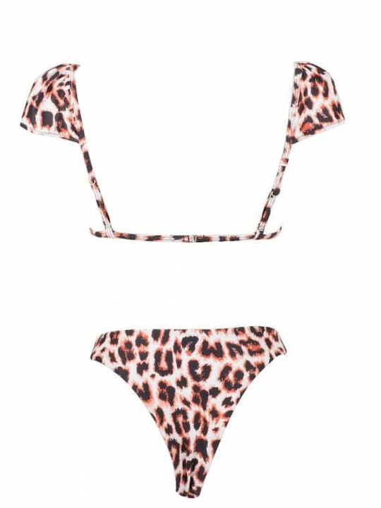 Set Bikini Dreieck mit Abnehmbarer Verstärkung Animal Print Weiß