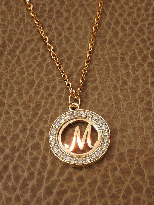 Personal Jewel Κολιέ Μονόγραμμα "Μ" από Επιχρυσωμένο Ασήμι με Ζιργκόν