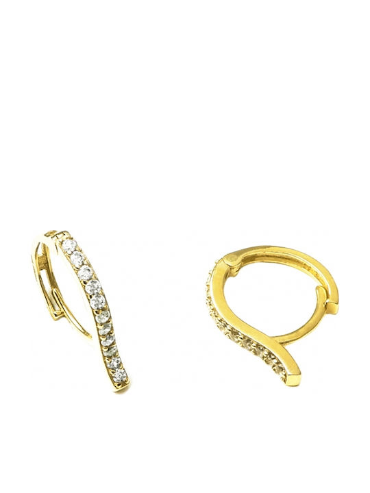 Art d or Earrings Hoops made of Gold 14K with Stones