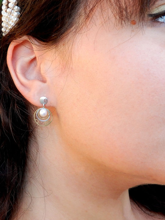 Art d or Earrings made of Gold 14K with Pearls