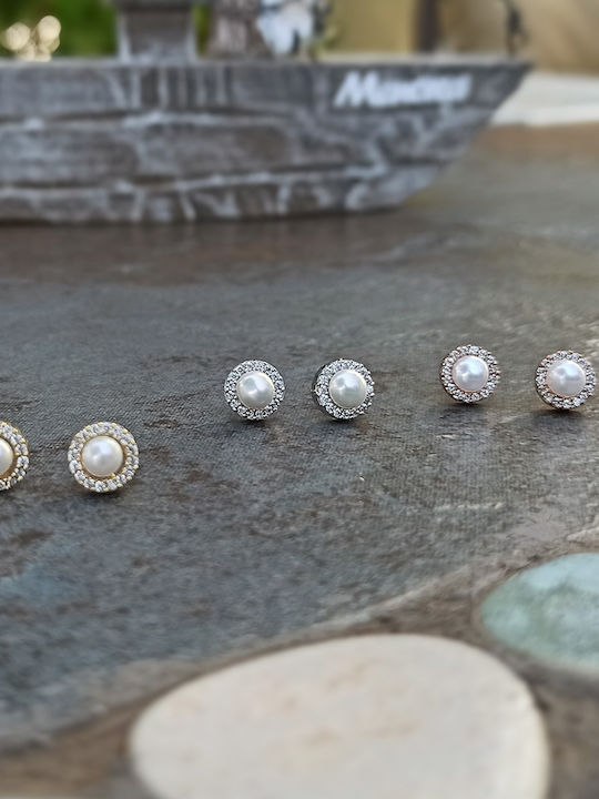 Art d or Earrings made of Gold 9K with Stones & Pearls