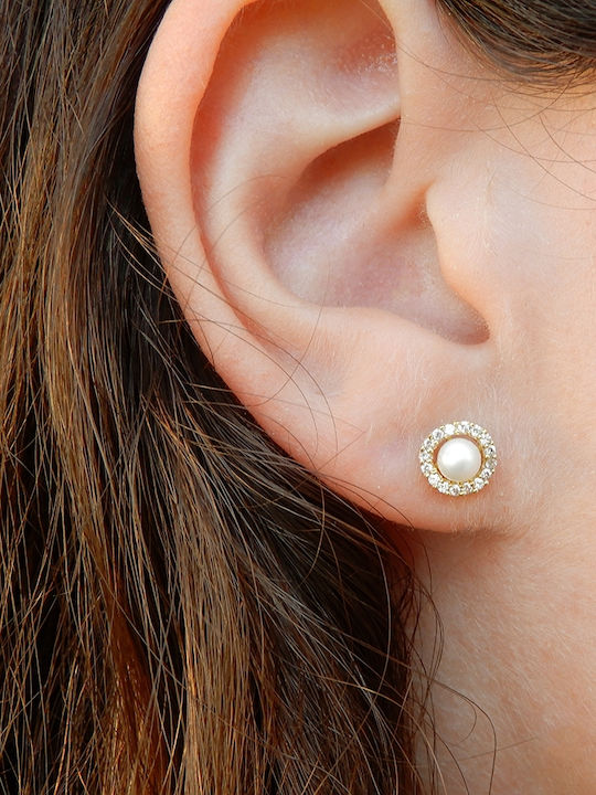 Art d or Earrings made of Gold 9K with Stones & Pearls