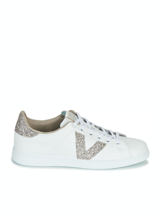 Tenis Piel Glitter Sneakers White