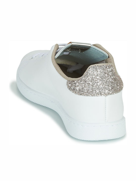 Tenis Piel Glitter Sneakers White