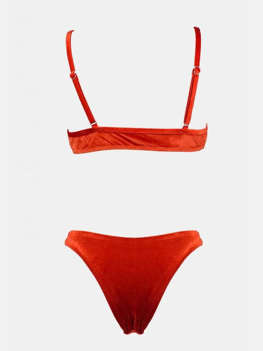 Sport Bikini Set Sports Bra with Removable Padding Orange