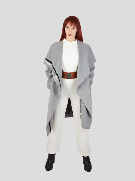 Damen grey Mantel Oversized mit Knöpfen