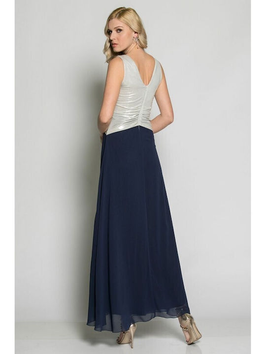 Queen Fashion Maxi Evening Dress Navy Blue