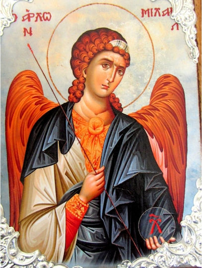 IconsGR Εικόνα Архангел Михаил Дърво 15x11см.
