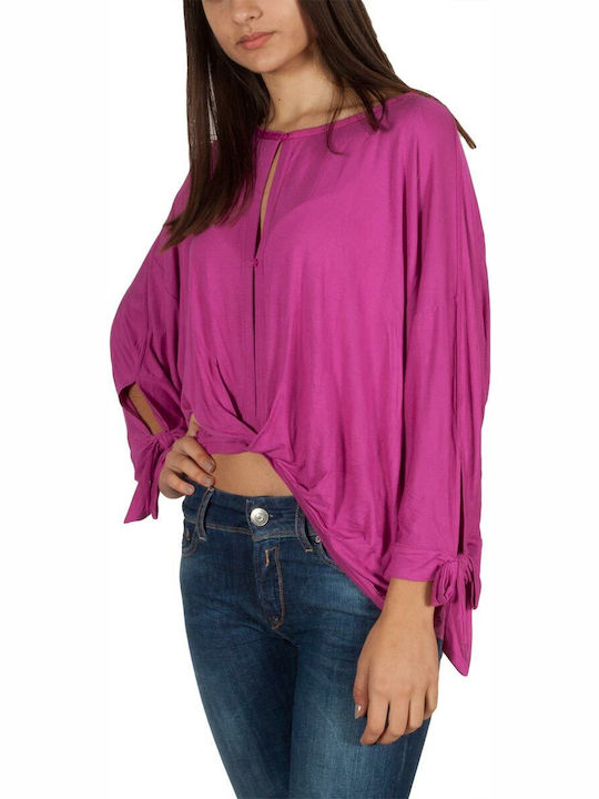 Free People Women's Blouse with 3/4 Sleeve raspberry colour