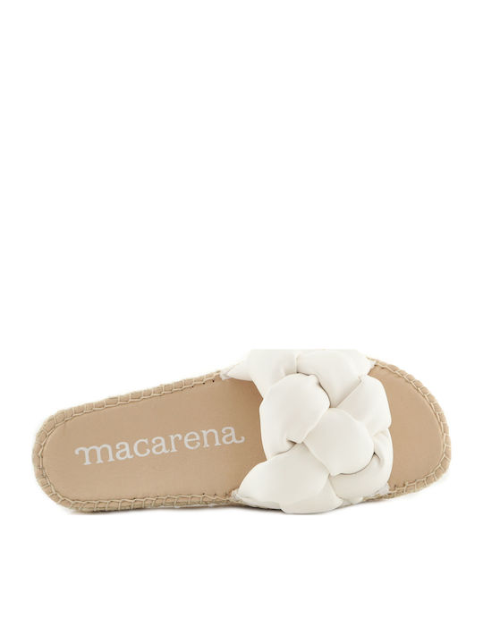 Leather Women's Flat Sandals in White Color