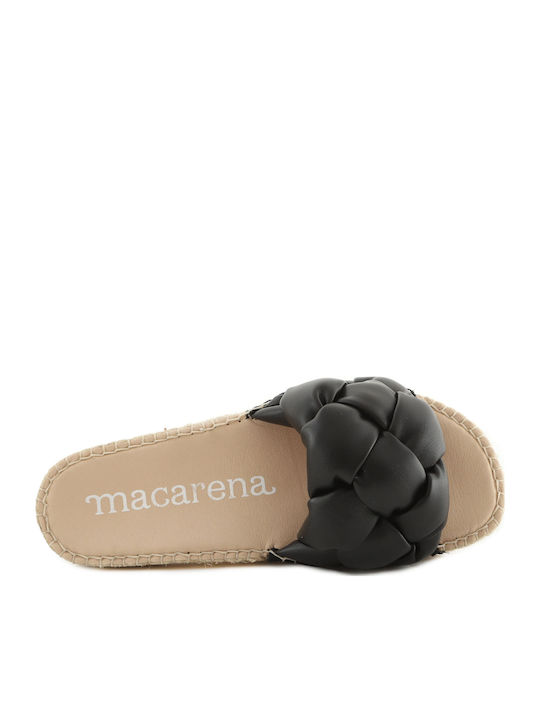 Leather Women's Flat Sandals in Black Color