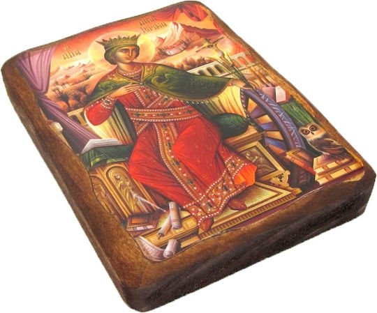IconsGR Image Saint Catherine Wooden 20x20cm