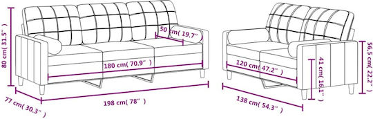 Living Room Furniture Set 3-Seater & 2-Seater Gray