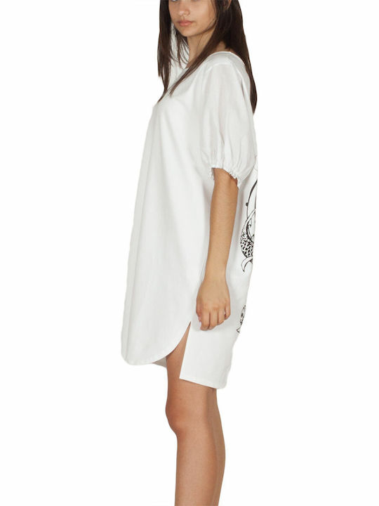Migle + Me Women's Blouse Dress Short Sleeve White