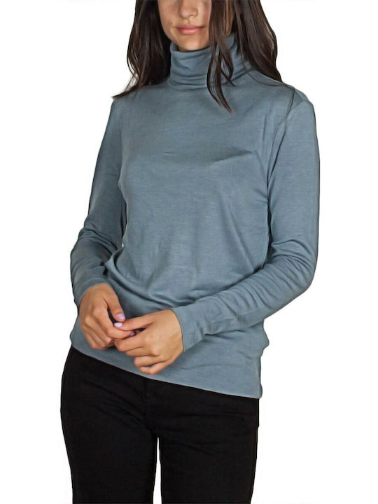 Minimum Damen Bluse Langärmelig Rollkragenpullover blue