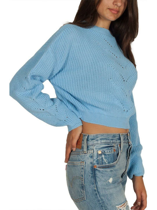 Daisy Street Women's Long Sleeve Crop Sweater Floral Blue