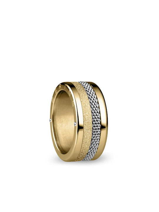 Bering Time Women's Ring with Stones from Steel Gold Plated