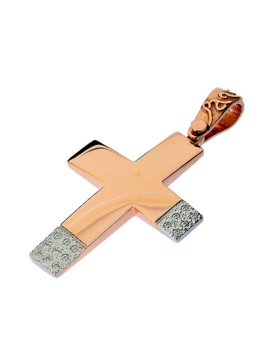 Damen Rosé Vergoldet Kreuz mit Kette