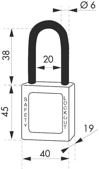 Thirard Plastic Padlock Lengthened with Key 40mm Red 1pcs