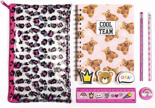 Tri-Coastal Design Cool Team Kids Stationery Set with Pencil, Sharpener, Eraser, Notebook, Ruler and Pencil Case