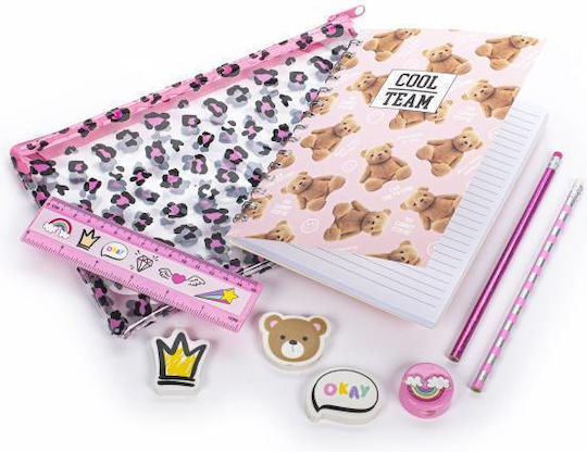 Tri-Coastal Design Cool Team Kids Stationery Set with Pencil, Sharpener, Eraser, Notebook, Ruler and Pencil Case