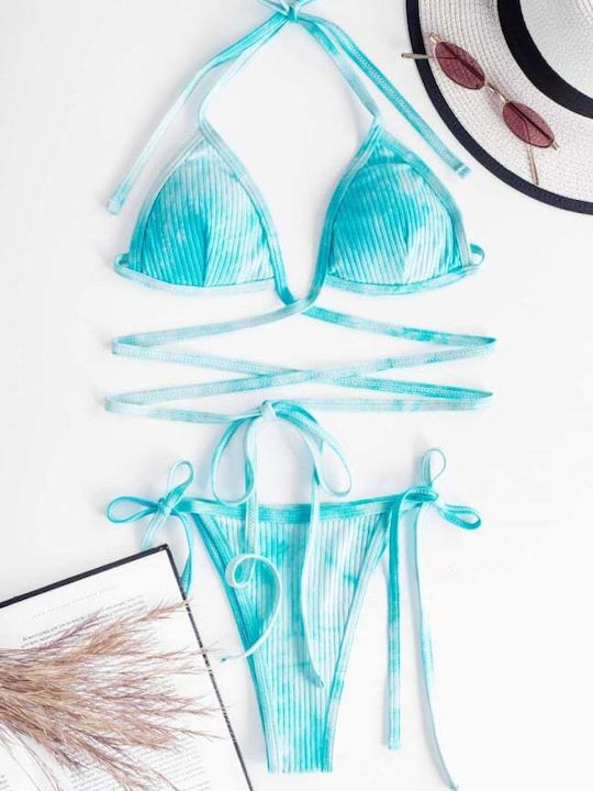 Set Bikini Dreieck mit Abnehmbarer Verstärkung & Brasilien Hellblau