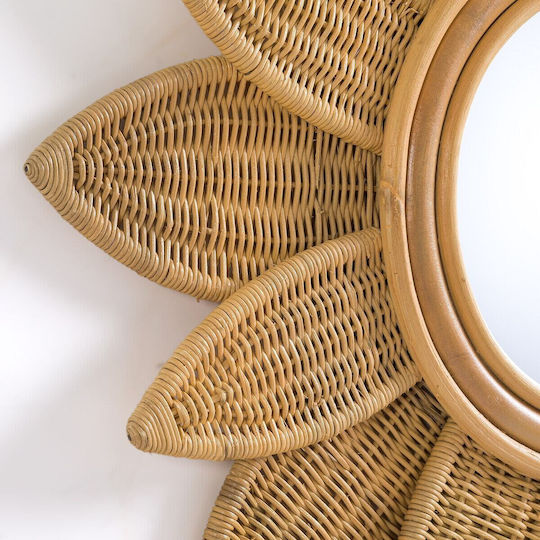 La Redoute Interieurs Καθρέπτης Τοίχου με Μπεζ Rattan Πλαίσιο Διαμέτρου 60cm
