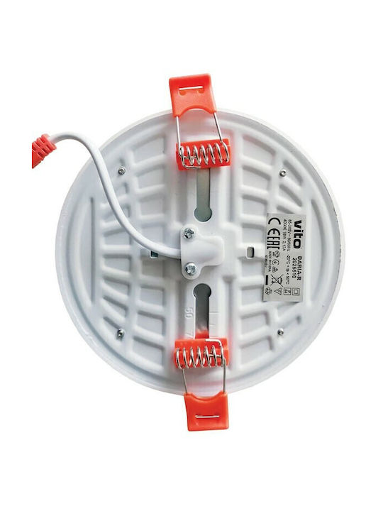 Vito Στρογγυλό Χωνευτό LED Panel 18W με Φυσικό Λευκό Φως 4000K
