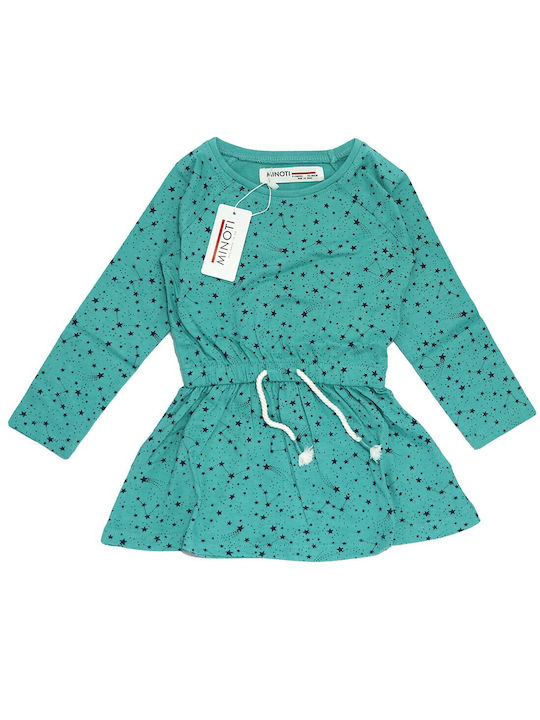 Minoti Kids Dress Long Sleeve Turquoise