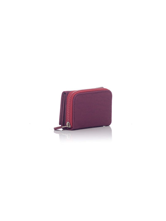 David Polo Small Fabric Women's Wallet Coins Burgundy