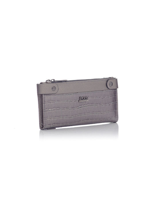 David Polo Large Women's Wallet Cards Silver