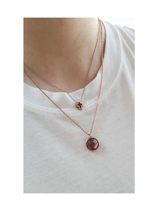 Cross from Rose Gold Plated Silver with Chain