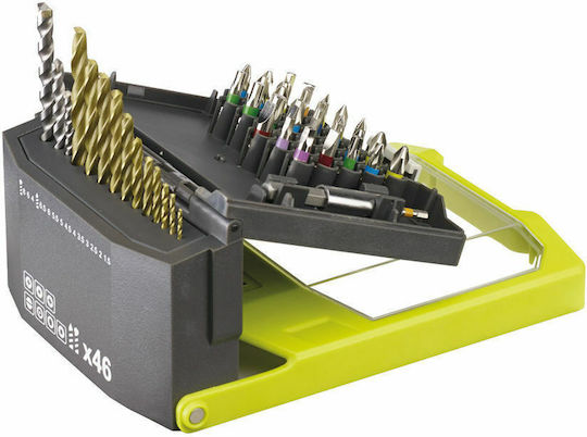 Ryobi Rak46mixc Set of 46 Drills HSS with Cylindrical Shank for Metal και Masonry
