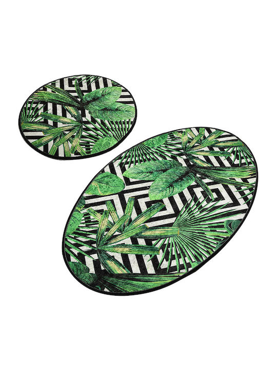 Mijolnir Rutschfest Set Badematten Synthetisch,Polyester/Cotton/Leather Oval Tropic 100% Mehrfarbig 2Stück