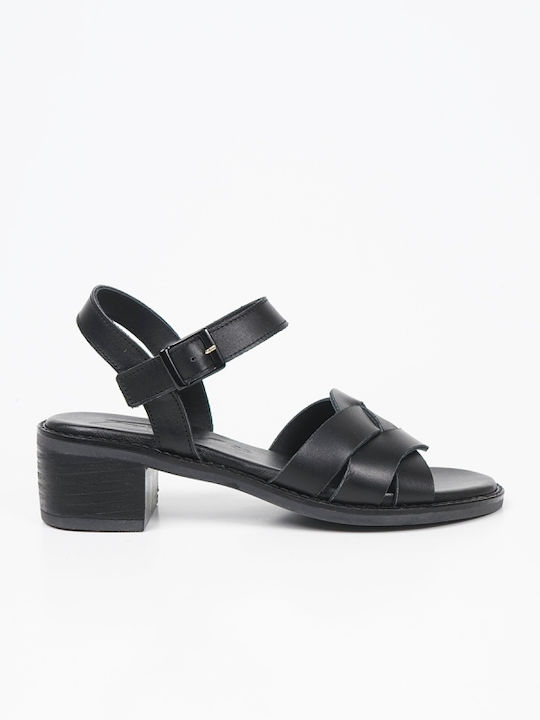 Piazza Shoes Leather Women's Sandals 13069 with Ankle Strap Black