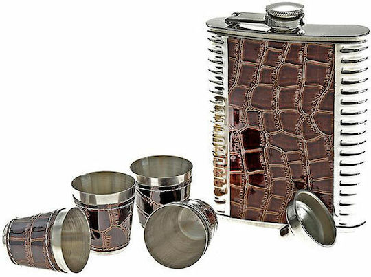 Hip Flask Set Flask Oțel Inoxidabil cu Pahare de Shot și Pâlnie Negru 240ml