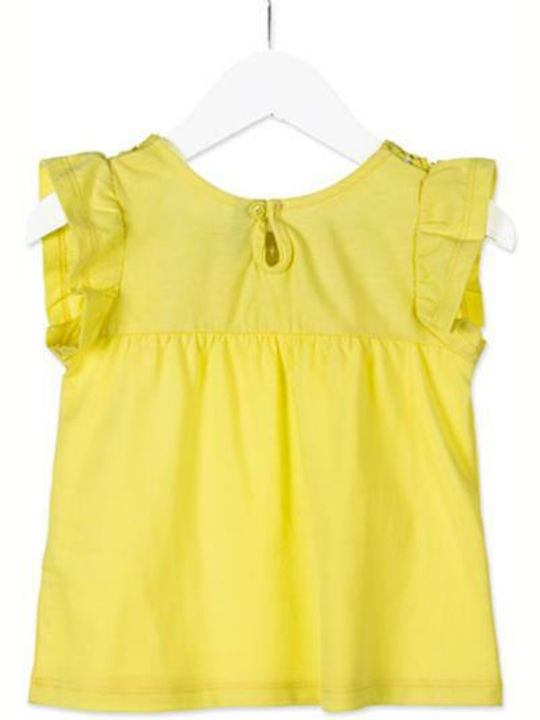 Losan Kids Blouse Sleeveless Yellow Short Sleeve Guipure