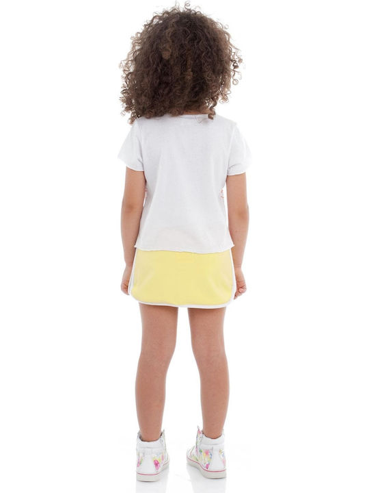 Kids' Set with Skirt Summer 2pcs White Jersey T-shirt+mini Skirt