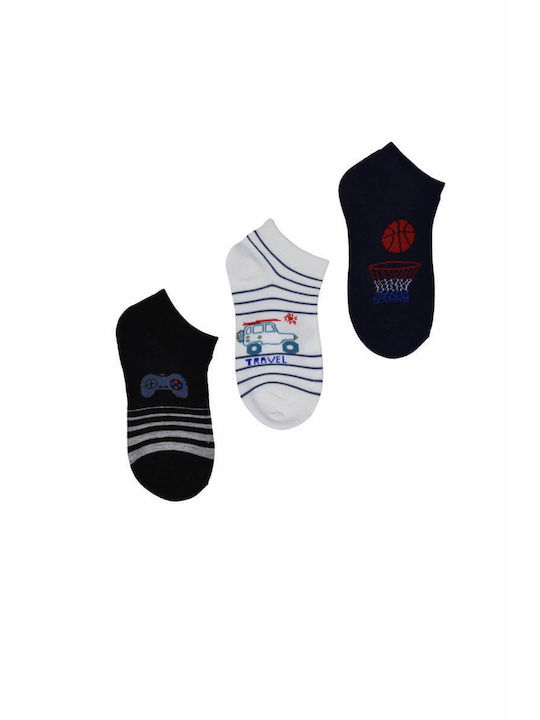 Senses Boys 3 Pack Ankle Socks Multicolour