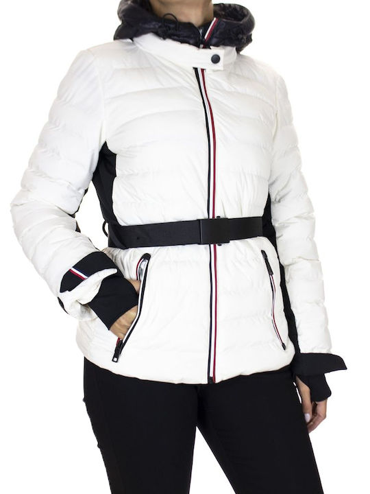 Explorer Women's Short Puffer Jacket for Winter with Hood White