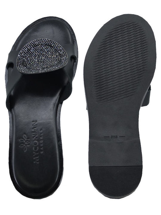Leder Flache Sandalen für Damen in Schwarz Farbe