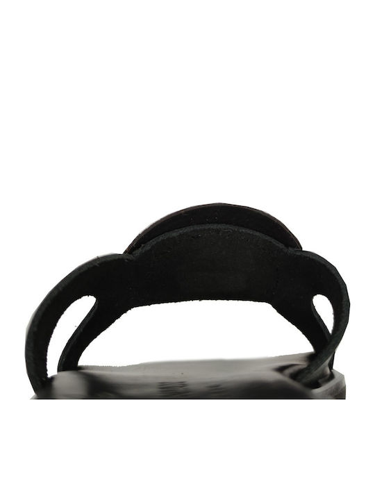 Leder Flache Sandalen für Damen in Schwarz Farbe