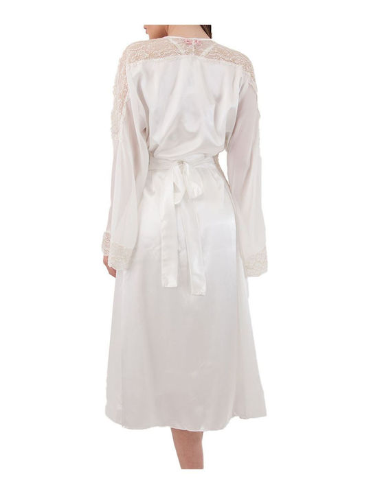 FMS Winter Bridal Women's Robe with Nightgown White JRM2605-White