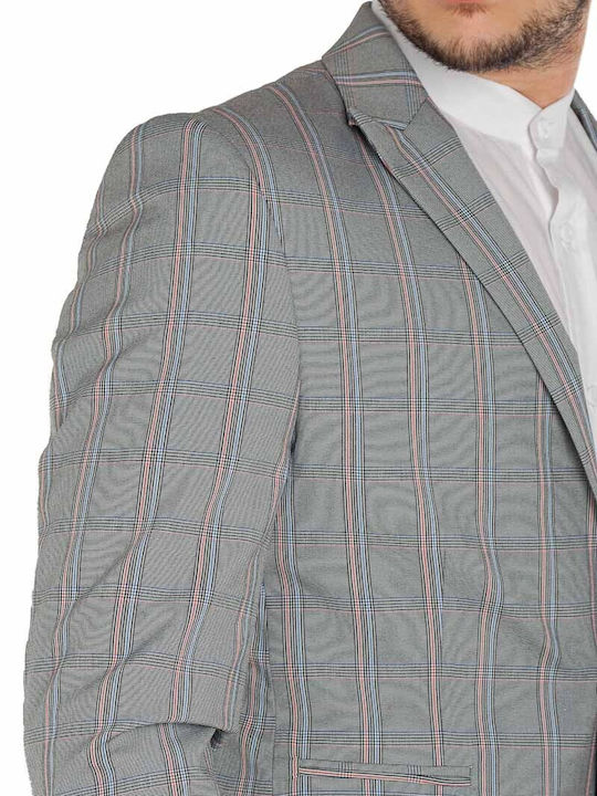 Twin Black Men's Suit Jacket GREY / RED