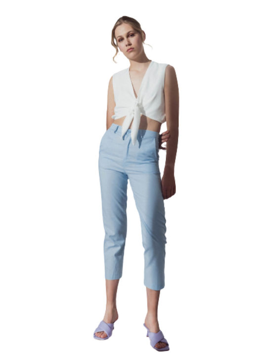 Lumina Women's Fabric Trousers Light Blue