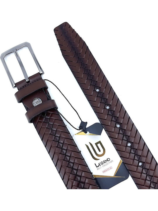 Men's Belt Leather Knitted Brown