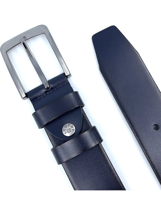 Wide Men's Belt Leather Blue