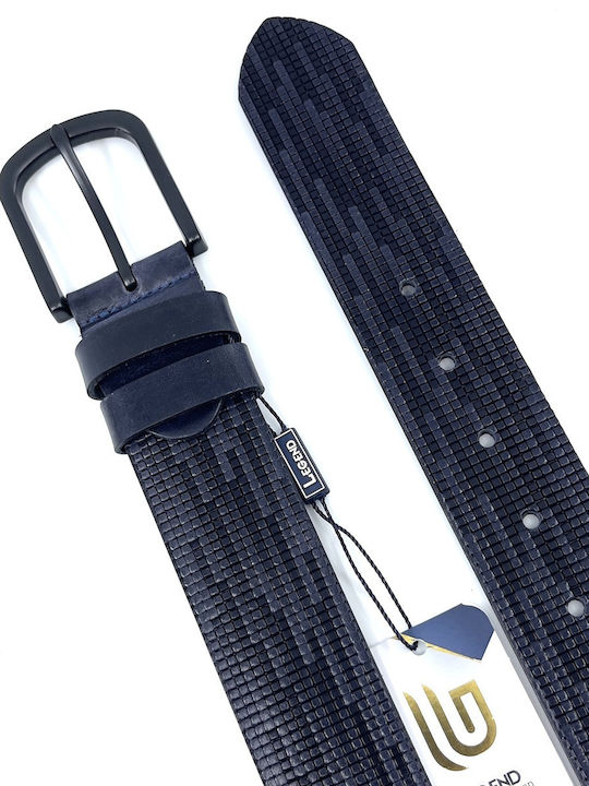 Breit Herren Gürtel Leder Blau