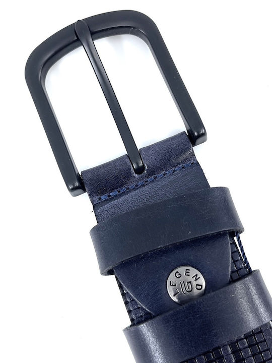 Breit Herren Gürtel Leder Blau